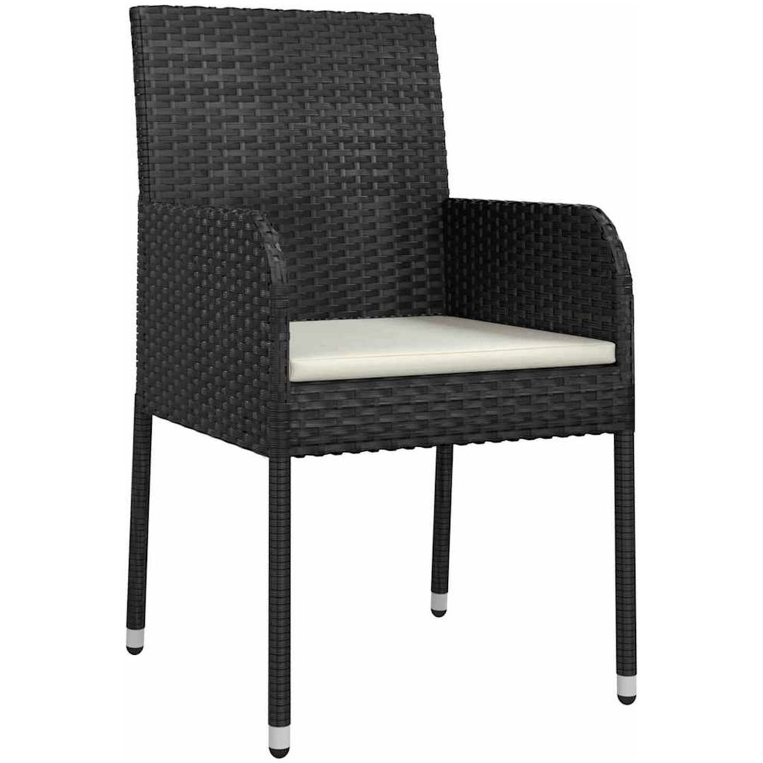 9-delars trädgårdsserveringsset med kuddar, svart poly rattan vidaXL 200 x 80 x 73 cm – bild 5