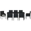 9-delars trädgårdsserveringsset med kuddar, svart poly rattan vidaXL 200 x 80 x 73 cm – miniatyr 6