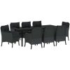 9-delars Trädgårdsserveringsset med Kuddar Svart Poly Rattan vidaXL 200 x 80 x 73 cm – miniatyr 2