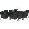9-delars Trädgårdsserveringsset med Kuddar Svart Poly Rattan vidaXL 200 x 80 x 73 cm – miniatyr 3
