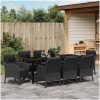 9-delars Trädgårdsserveringsset med Kuddar Svart Poly Rattan vidaXL 200 x 80 x 73 cm – miniatyr 4