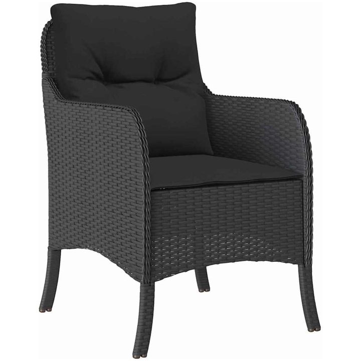 9-delars Trädgårdsserveringsset med Kuddar Svart Poly Rattan vidaXL 200 x 80 x 73 cm – bild 6