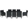 9-delars Trädgårdsserveringsset med Kuddar Svart Poly Rattan vidaXL 200 x 80 x 73 cm – miniatyr 7