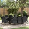 9-delars Trädgårdsserveringsset med Kuddar Svart Poly Rattan vidaXL 200 x 80 x 73 cm – miniatyr 1