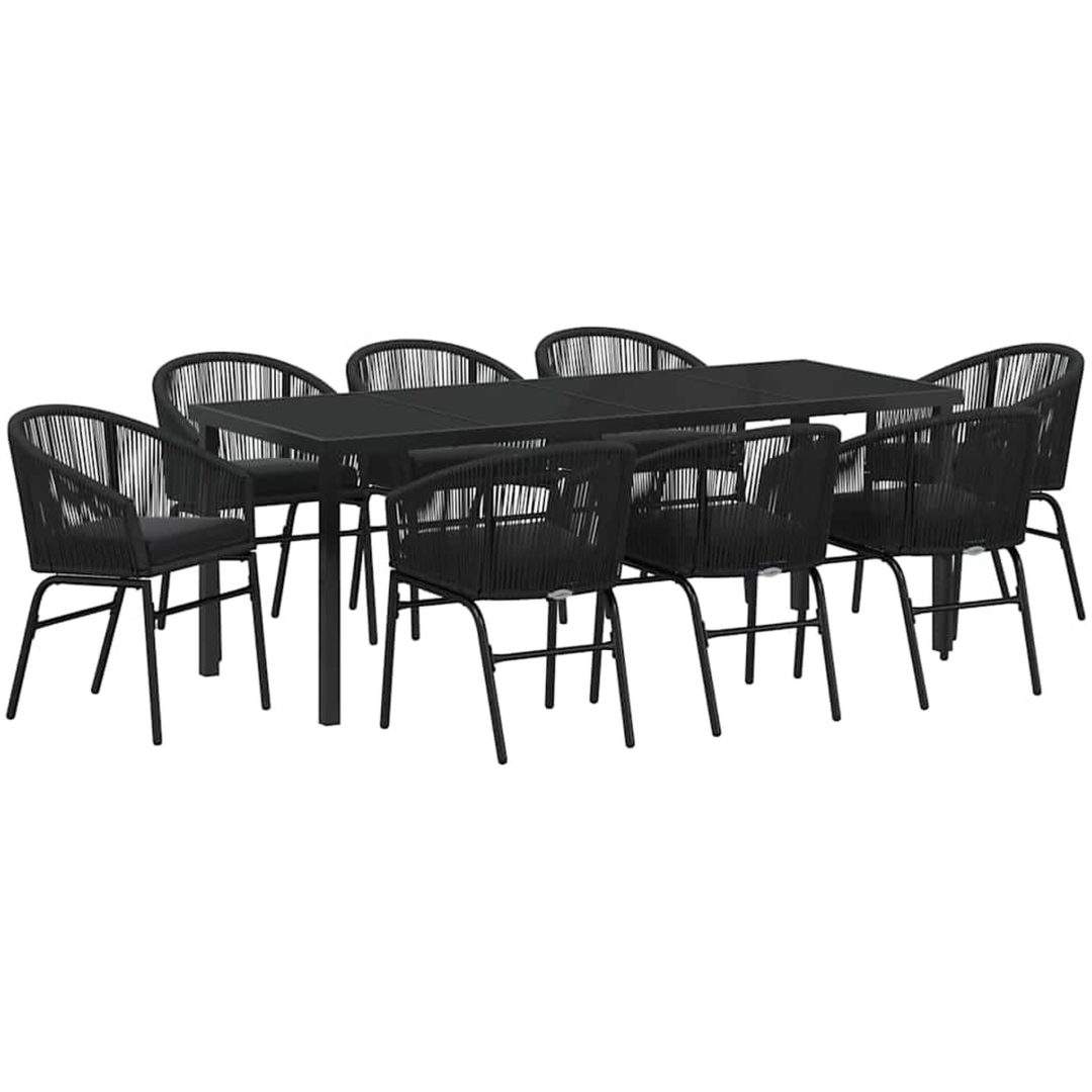 9 Delars Trädgårdsserveringsset - Svart Poly Rattan vidaXL 200 x 80 x 73 cm – bild 2