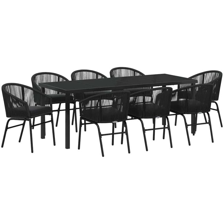 9 Delars Trädgårdsserveringsset - Svart Poly Rattan vidaXL 200 x 80 x 73 cm – bild 2