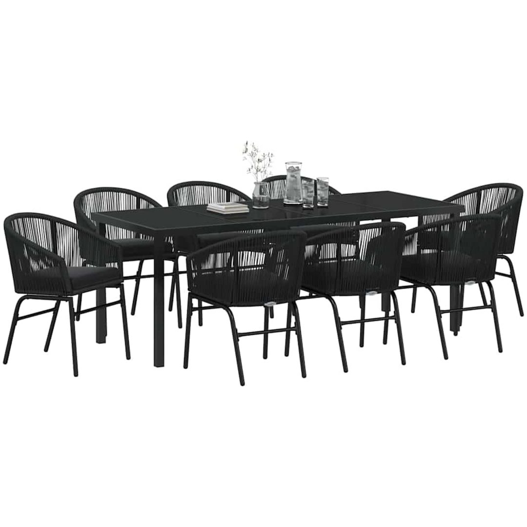 9 Delars Trädgårdsserveringsset - Svart Poly Rattan vidaXL 200 x 80 x 73 cm – bild 3