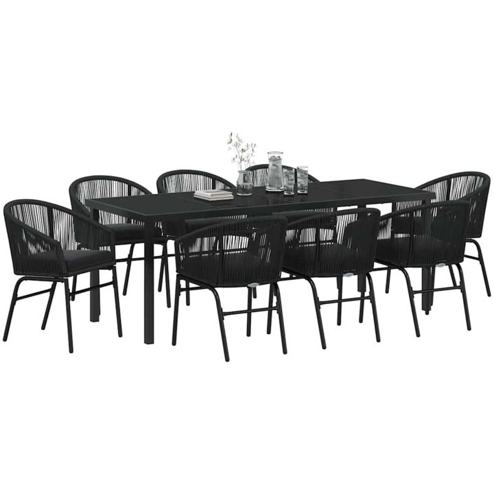 9 Delars Trädgårdsserveringsset - Svart Poly Rattan vidaXL 200 x 80 x 73 cm – bild 3