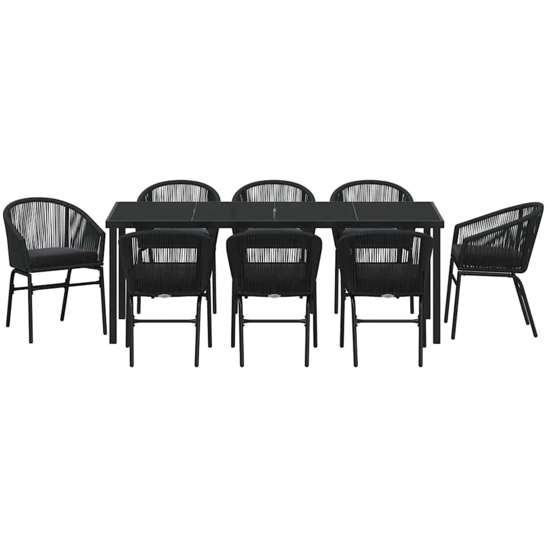9 Delars Trädgårdsserveringsset - Svart Poly Rattan vidaXL 200 x 80 x 73 cm – bild 7