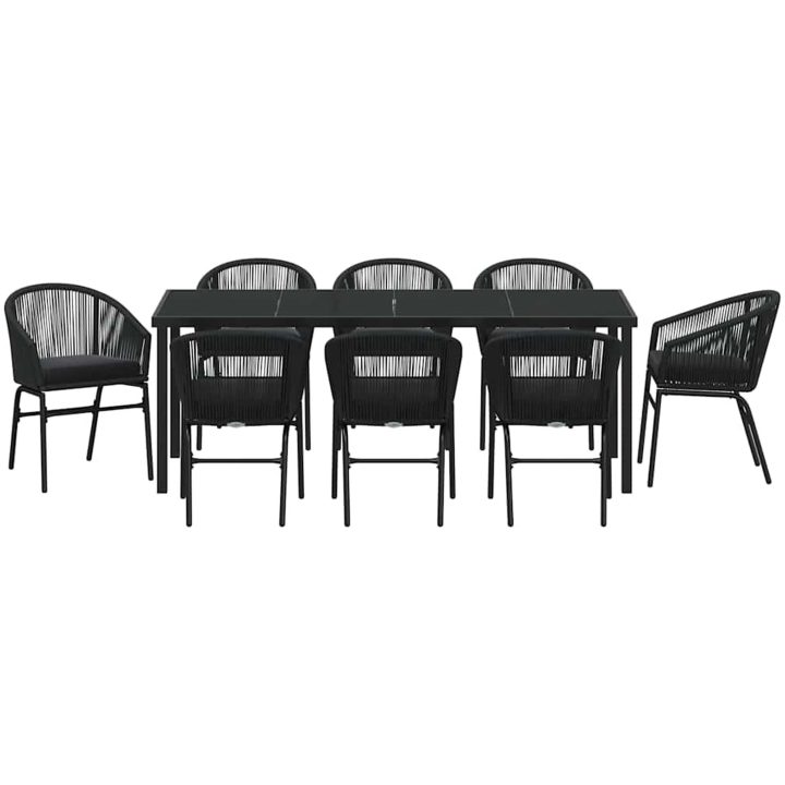 9 Delars Trädgårdsserveringsset - Svart Poly Rattan vidaXL 200 x 80 x 73 cm – bild 7
