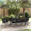 9 Delars Trädgårdsserveringsset - Svart Poly Rattan vidaXL 200 x 80 x 73 cm – miniatyr 1