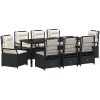 9 Delars Trädgårdsserveringsset Svart Poly Rattan vidaXL 200 x 80 x 73 cm – miniatyr 2