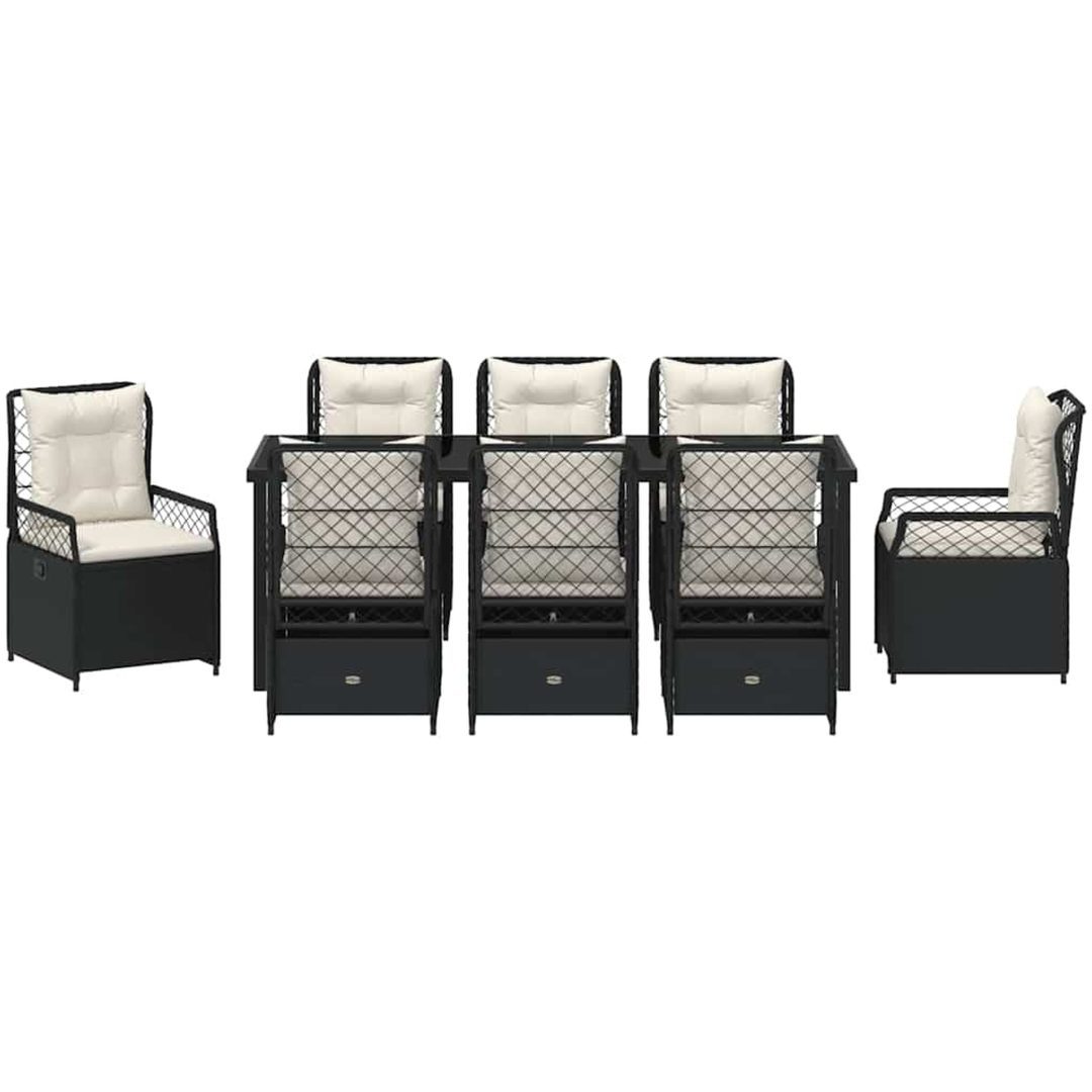 9 Delars Trädgårdsserveringsset Svart Poly Rattan vidaXL 200 x 80 x 73 cm – bild 6