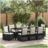 9 Delars Trädgårdsserveringsset Svart Poly Rattan vidaXL 200 x 80 x 73 cm – miniatyr 1