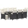 9 Delars Trädgårdsservis med Kuddar i Svart Poly Rattan vidaXL 200 x 80 x 73 cm – miniatyr 3