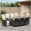 9 Delars Trädgårdsservis med Kuddar i Svart Poly Rattan vidaXL 200 x 80 x 73 cm – miniatyr 4