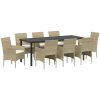 9 Delars Trädgårdsset Beige Poly Rattan vidaXL 200 x 80 x 73 cm – miniatyr 2