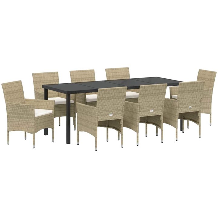 9 Delars Trädgårdsset Beige Poly Rattan vidaXL 200 x 80 x 73 cm – bild 2