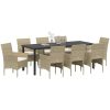 9 Delars Trädgårdsset Beige Poly Rattan vidaXL 200 x 80 x 73 cm – miniatyr 3