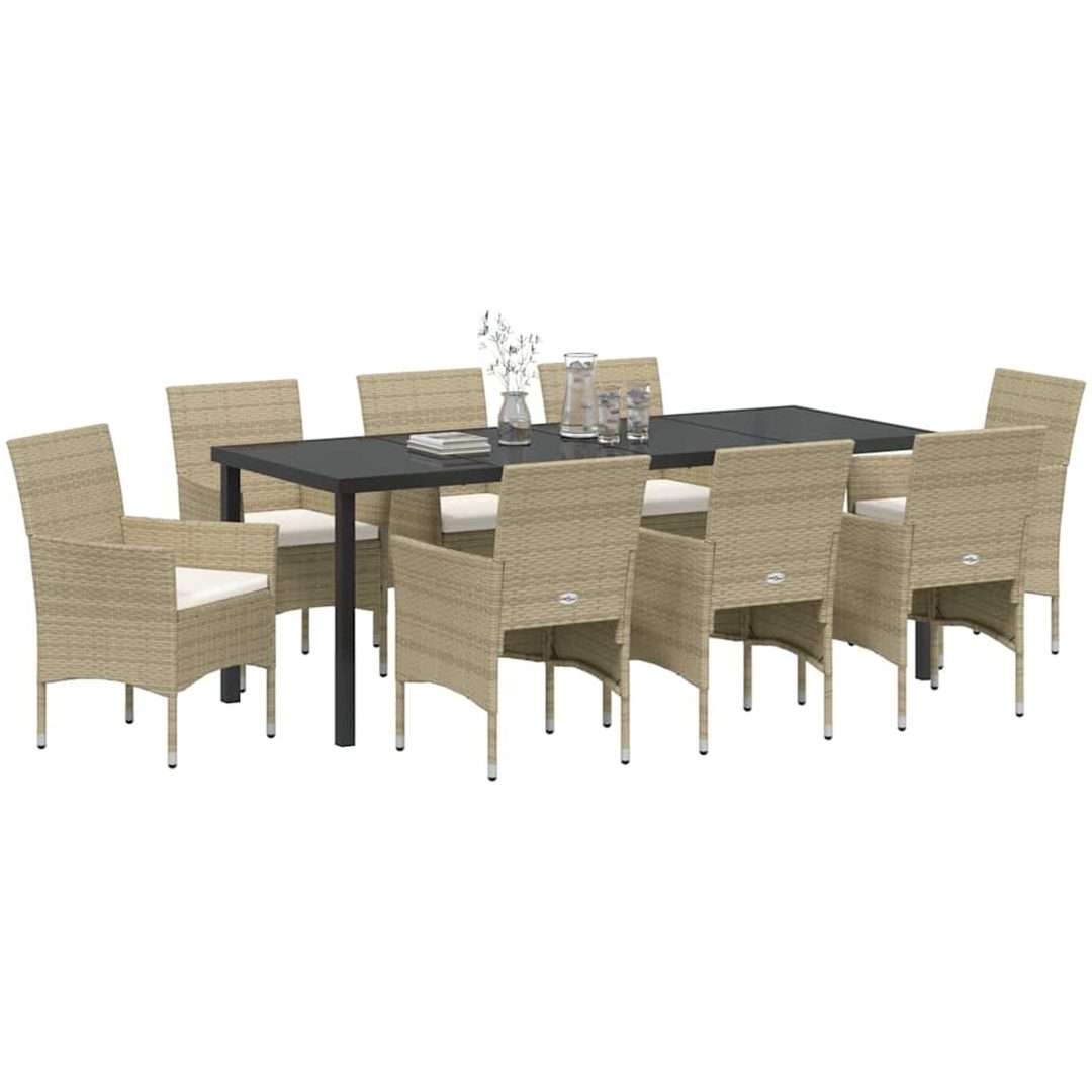 9 Delars Trädgårdsset Beige Poly Rattan vidaXL 200 x 80 x 73 cm – bild 3