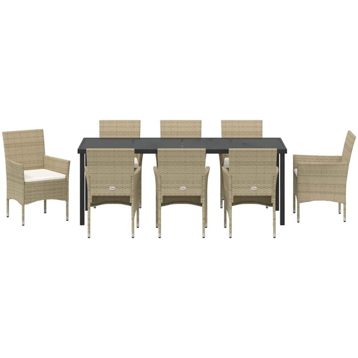 9 Delars Trädgårdsset Beige Poly Rattan vidaXL 200 x 80 x 73 cm – bild 7