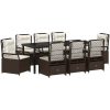 9 Delars Trädgårdsset Brun Poly Rattan vidaXL 200 x 80 x 73 cm – miniatyr 2