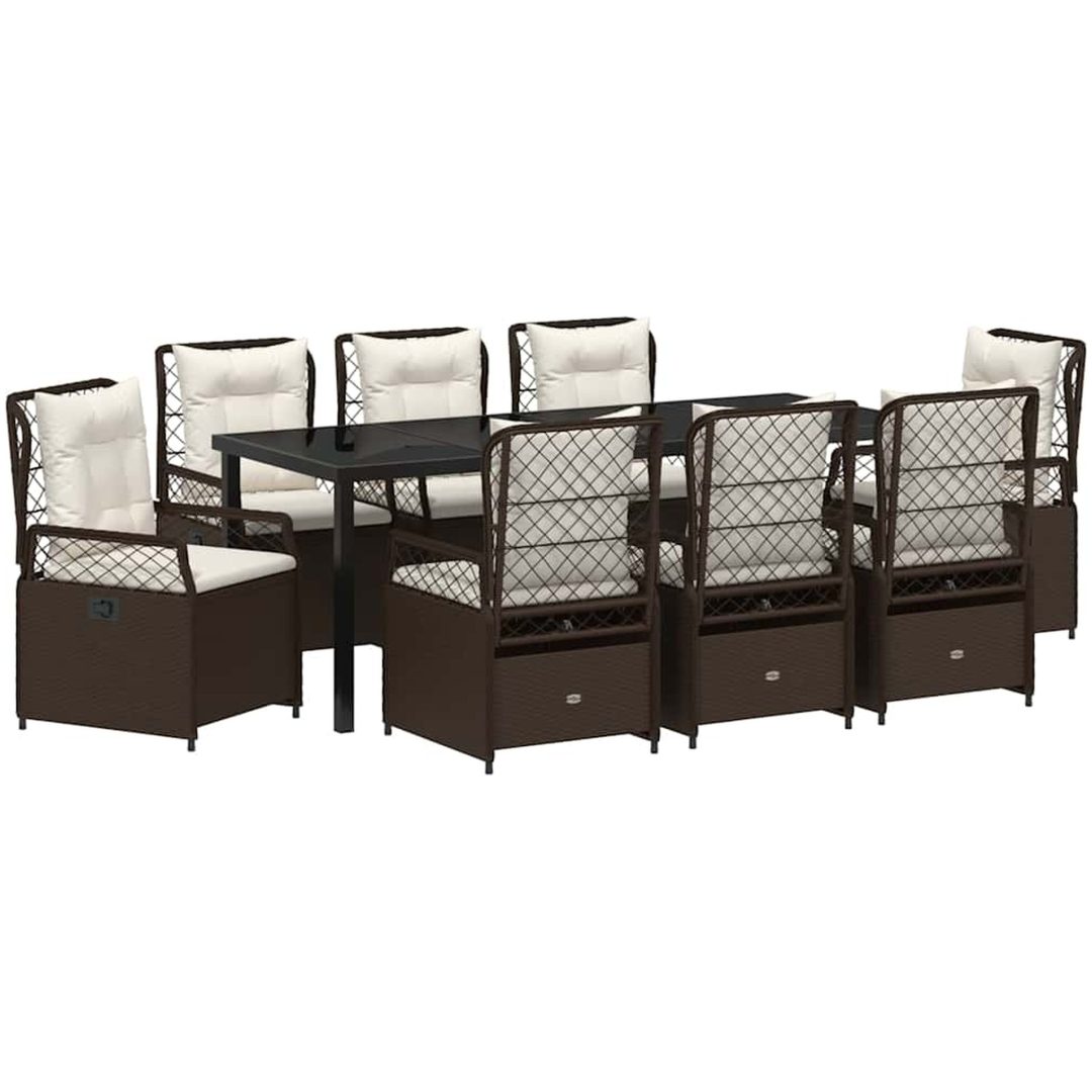 9 Delars Trädgårdsset Brun Poly Rattan vidaXL 200 x 80 x 73 cm – bild 2