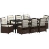 9 Delars Trädgårdsset Brun Poly Rattan vidaXL 200 x 80 x 73 cm – miniatyr 3