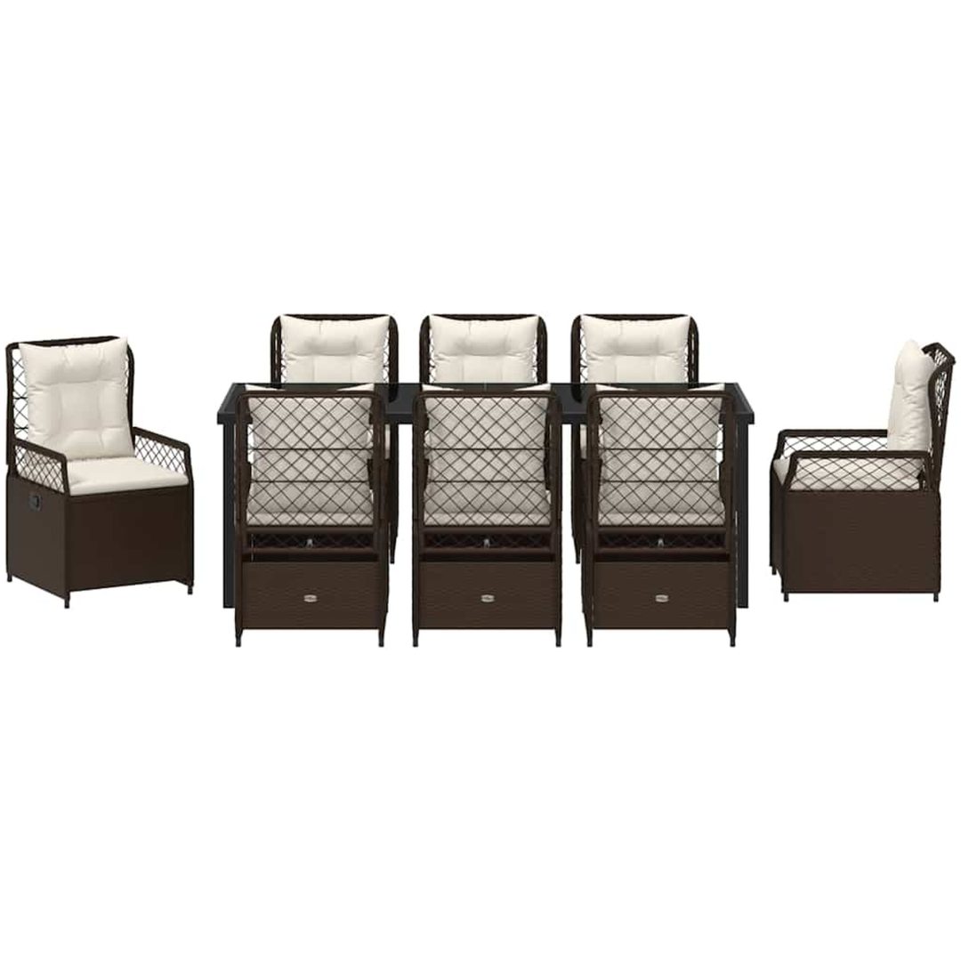 9 Delars Trädgårdsset Brun Poly Rattan vidaXL 200 x 80 x 73 cm – bild 6