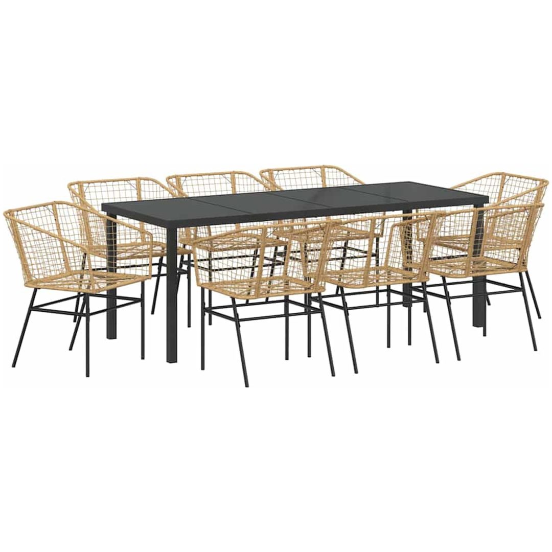 9 Delars Trädgårdsset i Brun Poly Rattan vidaXL 200 x 80 x 73 cm – bild 2