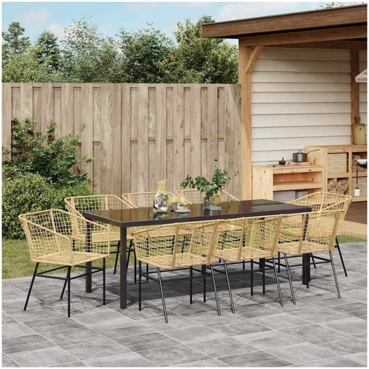 9 Delars Trädgårdsset i Brun Poly Rattan vidaXL 200 x 80 x 73 cm – bild 4