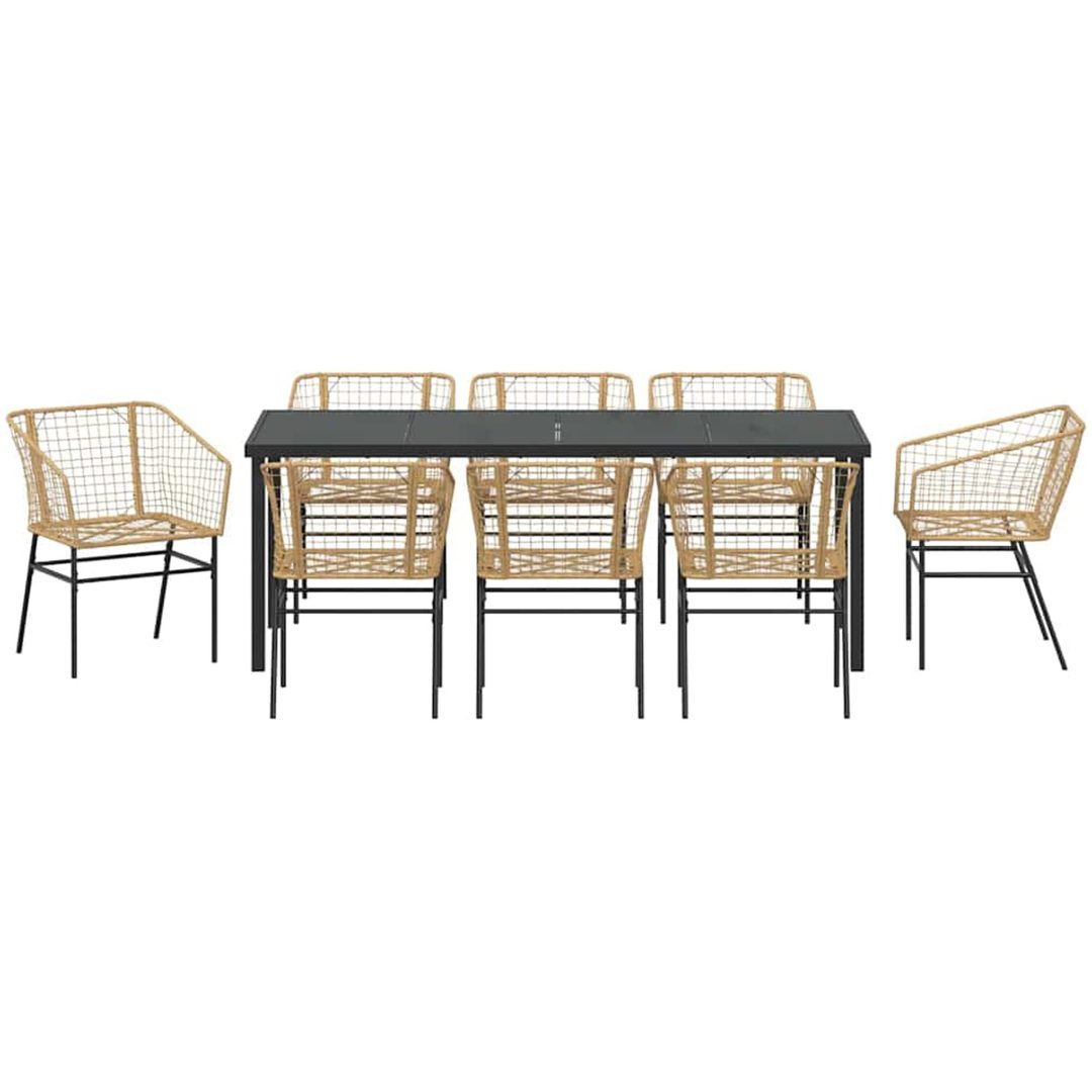 9 Delars Trädgårdsset i Brun Poly Rattan vidaXL 200 x 80 x 73 cm – bild 6