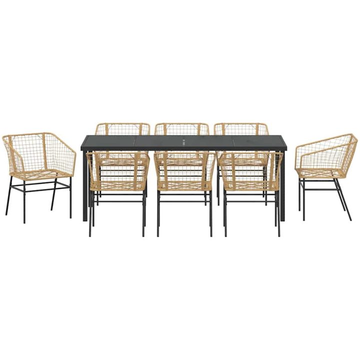 9 Delars Trädgårdsset i Brun Poly Rattan vidaXL 200 x 80 x 73 cm – bild 6