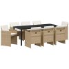 9-delars trädgårdsset med dynor i beige poly-rattan vidaXL 200 x 80 x 73 cm – miniatyr 2