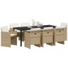 9-delars trädgårdsset med dynor i beige poly-rattan vidaXL 200 x 80 x 73 cm – miniatyr 3