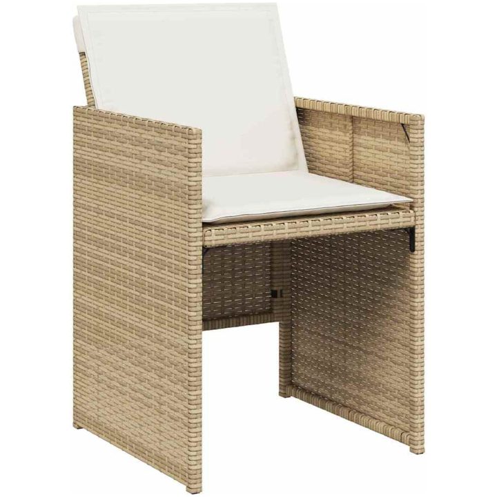 9-delars trädgårdsset med dynor i beige poly-rattan vidaXL 200 x 80 x 73 cm – bild 5