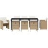 9-delars trädgårdsset med dynor i beige poly-rattan vidaXL 200 x 80 x 73 cm – miniatyr 6