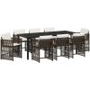 9-delars trädgårdsset med dynor i brun poly-rattan vidaXL 200 x 80 x 73 cm – miniatyr 2