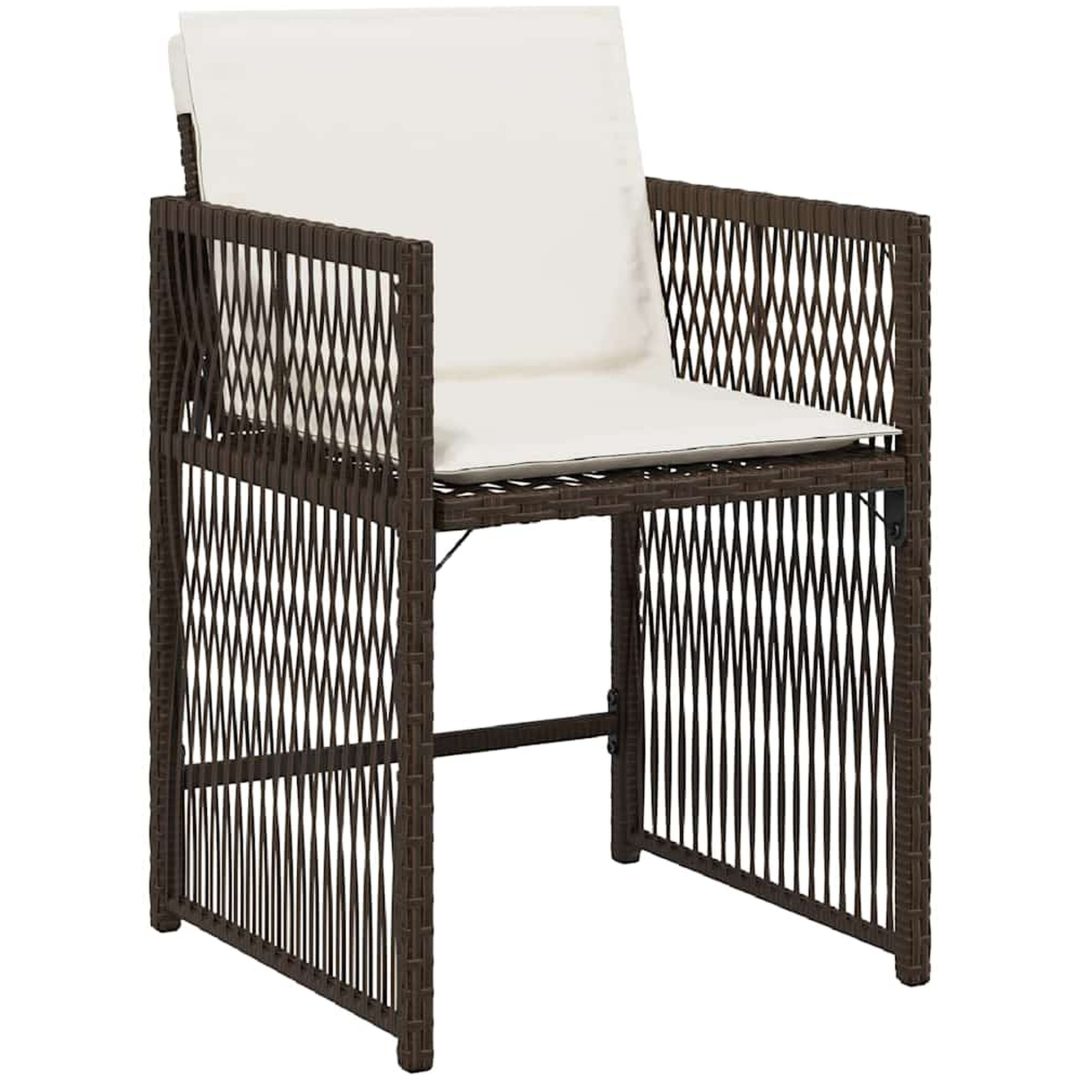 9-delars trädgårdsset med dynor i brun poly-rattan vidaXL 200 x 80 x 73 cm – bild 6