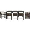 9-delars trädgårdsset med dynor i brun poly-rattan vidaXL 200 x 80 x 73 cm – miniatyr 7