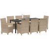 9-delars trädgårdsset med kuddar, beige poly rattan vidaXL 200 x 80 x 73 cm – miniatyr 3