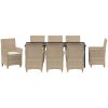 9-delars trädgårdsset med kuddar, beige poly rattan vidaXL 200 x 80 x 73 cm – miniatyr 6