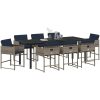 9 Delars Trädgårdsset med Kuddar Grå Poly Rattan vidaXL 8 - Sits – miniatyr 3