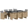 9-delars trädgårdsset med kuddar i beige poly-rattan vidaXL 200 x 80 x 73 cm – miniatyr 3
