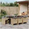 9-delars trädgårdsset med kuddar i beige poly-rattan vidaXL 200 x 80 x 73 cm – miniatyr 4