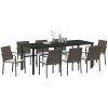 9-delars trädgårdsset med kuddar i brun poly rattan vidaXL 56x59x84 cm – miniatyr 3