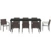 9-delars trädgårdsset med kuddar i brun poly rattan vidaXL 56x59x84 cm – miniatyr 6