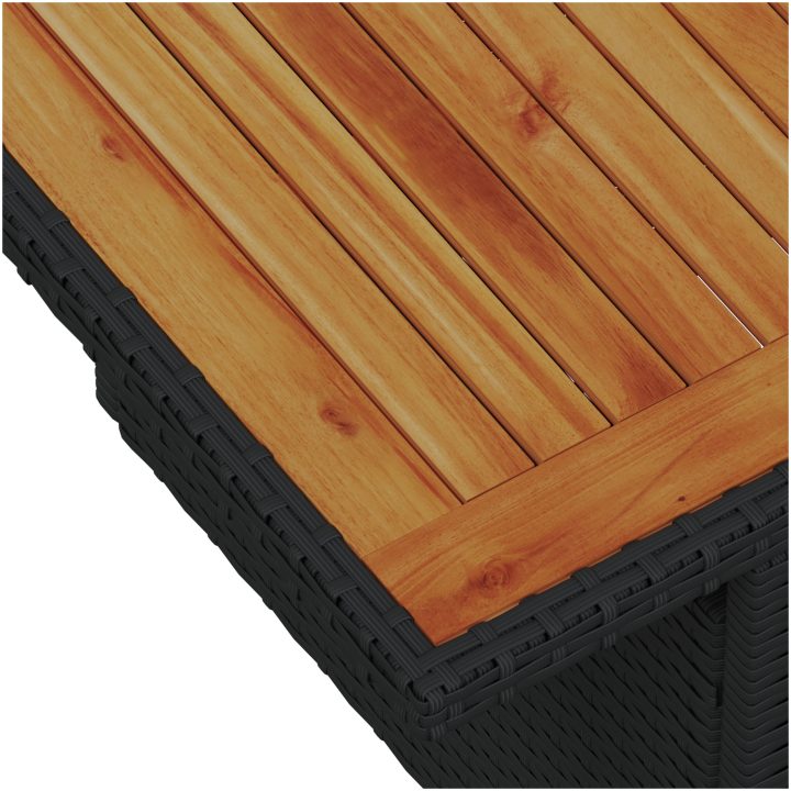 9-delars trädgårdsset med kuddar i svart polyrotting och akaciaträ vidaXL 100 x 55 x 73 cm – bild 7