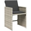 9-delars Trädgårdsset med Kuddar Ljusgrå Poly Rattan vidaXL 200 x 80 x 73 cm – miniatyr 6