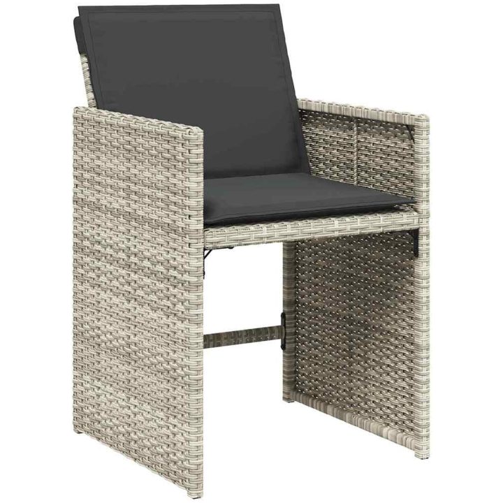 9-delars Trädgårdsset med Kuddar Ljusgrå Poly Rattan vidaXL 200 x 80 x 73 cm – bild 6